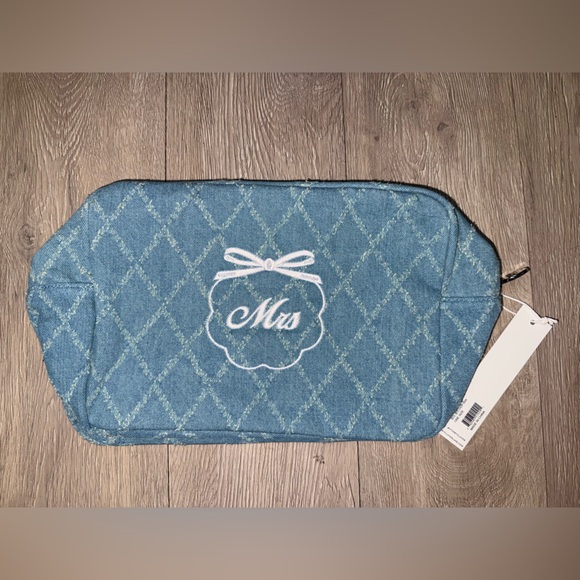 Stoney Clover Lane Blue Quilted 'Mrs.' Cosmetic Bag - Picture 1 of 4